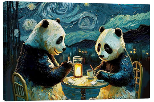 Quadro em tela Cafe Terrace at Night with Pandas I