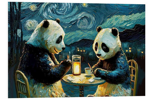 Foam board print Cafe Terrace at Night with Pandas I