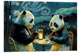 Magnettafel Caféterrasse bei Nacht mit Pandas I