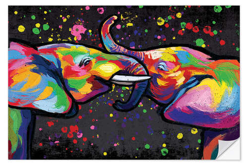 Wall sticker Elephant Intimacy Abstract Colour