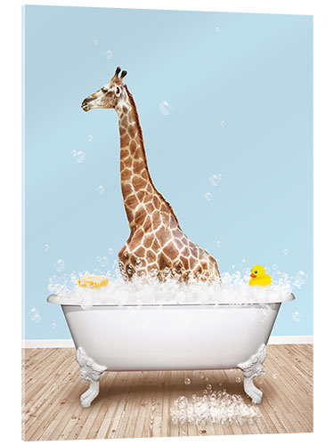 Acrylic print Cute Giraffe in the Bathtub