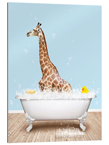 Tableau en plexi-alu Cute Giraffe in the Bathtub