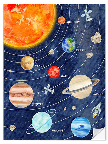 Selvklebende plakat Creative Solar System