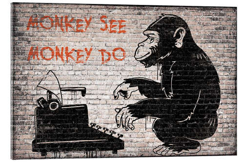 Tableau en verre acrylique Banksy - Monkey See Monkey Do