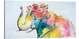 Stampa su alluminio Colourful Elephant Floral Crown