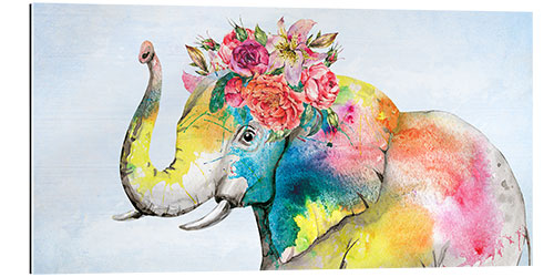 Cuadro de plexi-alu Colourful Elephant Floral Crown