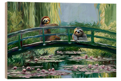 Obraz na drewnie Sloths on Japanese Bridge