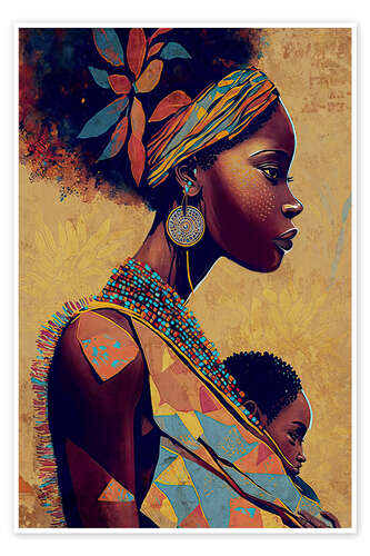 Poster Ethnic Boho Mother and Child