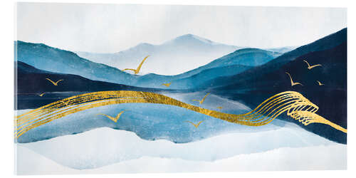Akryylilasitaulu Abstract Golden Lake
