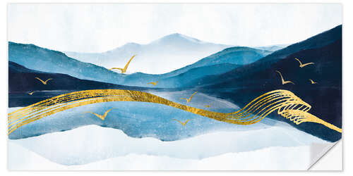 Sticker mural Abstract Golden Lake