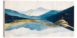 Hout print Abstract Golden Lake