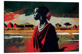 Aluminiumsbilde African Profile in Red