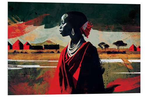 Quadro em PVC African Profile in Red