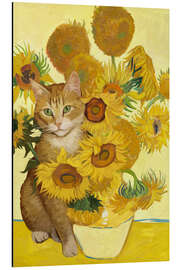 Magnettafel Sonnenblumen und Katze Vincent