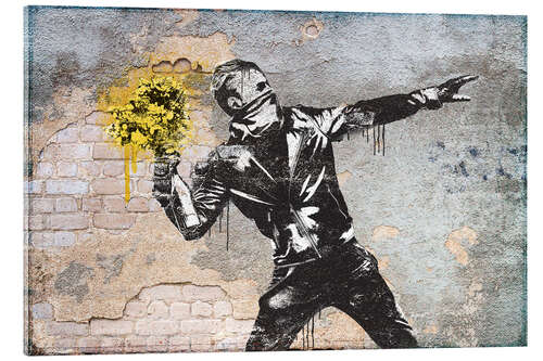 Tableau en verre acrylique Banksy - Flower Thrower