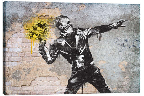 Canvastavla Banksy - Flower Thrower