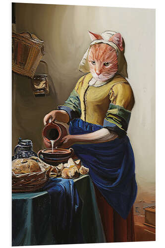 Stampa su PVC Vermeer Milkmaid Cat