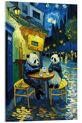 Akrylbilde Cafe Terrace at Night with Pandas II