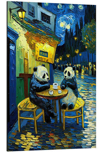 Quadro em alumínio Cafe Terrace at Night with Pandas II