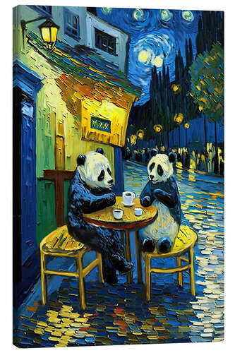 Canvas print Cafe Terrace at Night with Pandas II