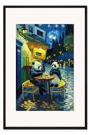 Gerahmter Kunstdruck Caféterrasse bei Nacht mit Pandas II
