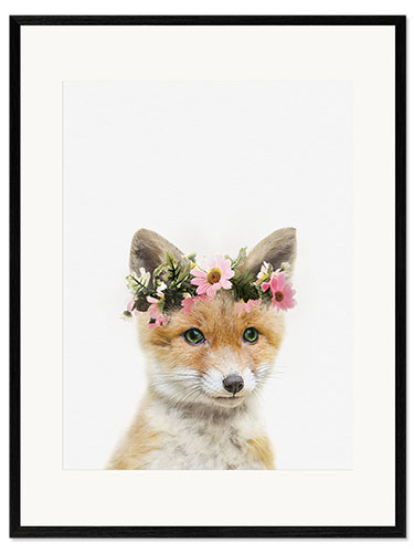 Impressão artística com moldura Flower Crown Fox