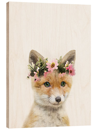 Quadro de madeira Flower Crown Fox