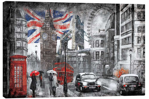 Tableau sur toile Rainy London Pop