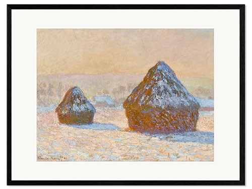 Impression artistique encadrée Haystacks at Dawn