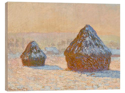 Quadro de madeira Haystacks at Dawn