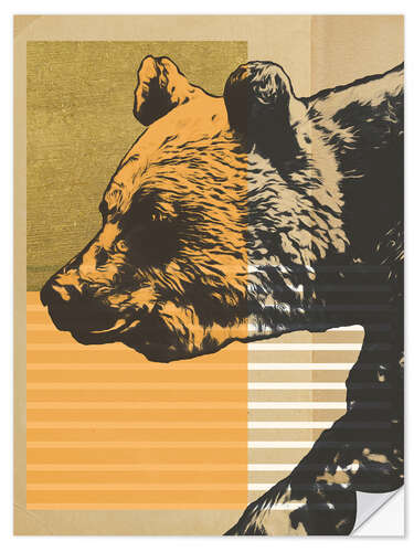 Wandsticker Goldener Geometrischer Bär