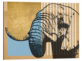 Alubild Goldener Geometrischer Elefant