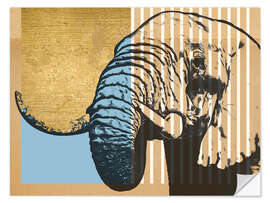 Wandsticker Goldener Geometrischer Elefant