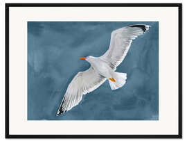 Gerahmter Kunstdruck Möwe im Sturm