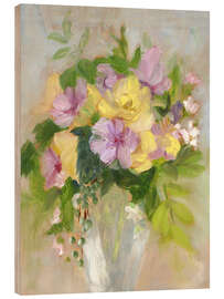 Wood print Yellow and Violet Bouquet