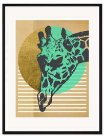 Gerahmter Kunstdruck Gold-Geometrische Giraffe I