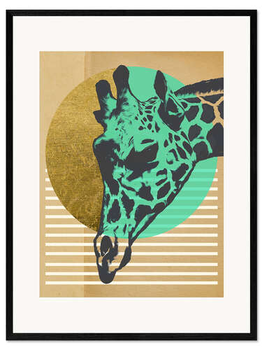 Ingelijste kunstdruk Golden Geometric Giraffe I