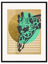 Ingelijste kunstdruk Golden Geometric Giraffe I