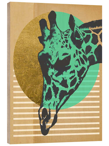 Wood print Golden Geometric Giraffe I