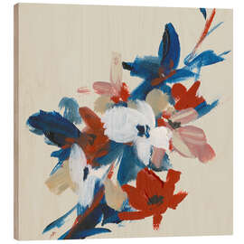 Wood print Indigo and Crimson Blooms III