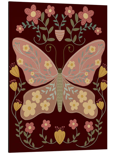 Aluminium print Floral Butterfly