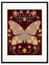 Ingelijste kunstdruk Floral Butterfly