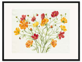 Gerahmter Kunstdruck Warme Blumenkomposition