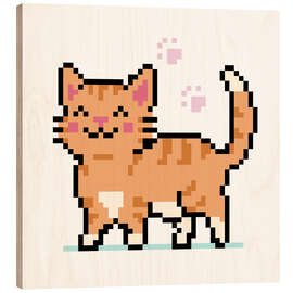 Quadro de madeira Cute Pixelated Cat II