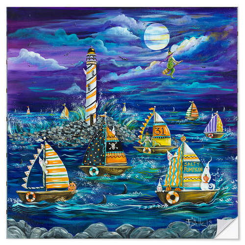 Wall sticker Witches and Ghosts Boat Trip
