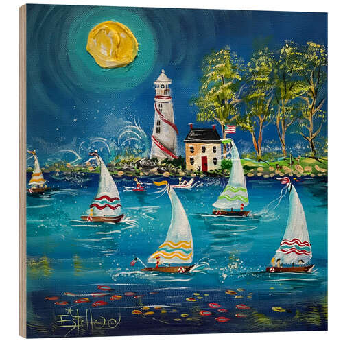 Quadro de madeira Midnight Sail