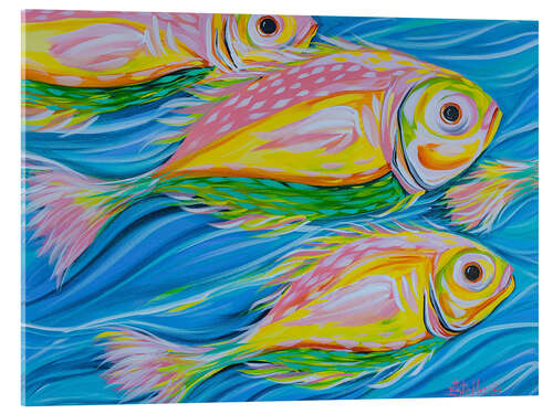 Acrylic print Waves and Fish