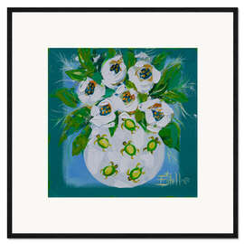 Framed art print White Roses in a Pretty Vase