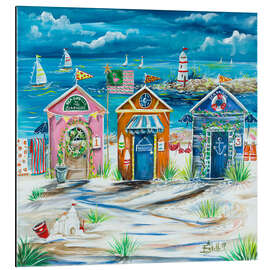 Magnettafel Bunte Umkleidekabinen am Strand