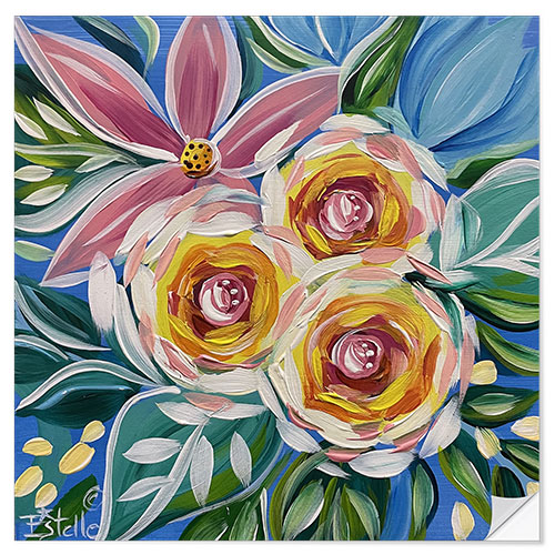 Sticker mural Blooming Brush Strokes